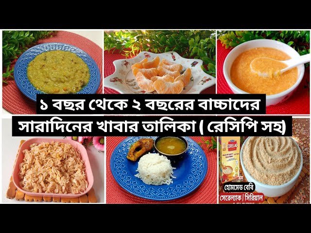 দুই বছরের বাচ্চার সুষম পুষ্টিকর খাবারের থালা টেবিলের ওপর সাজানো আছে।