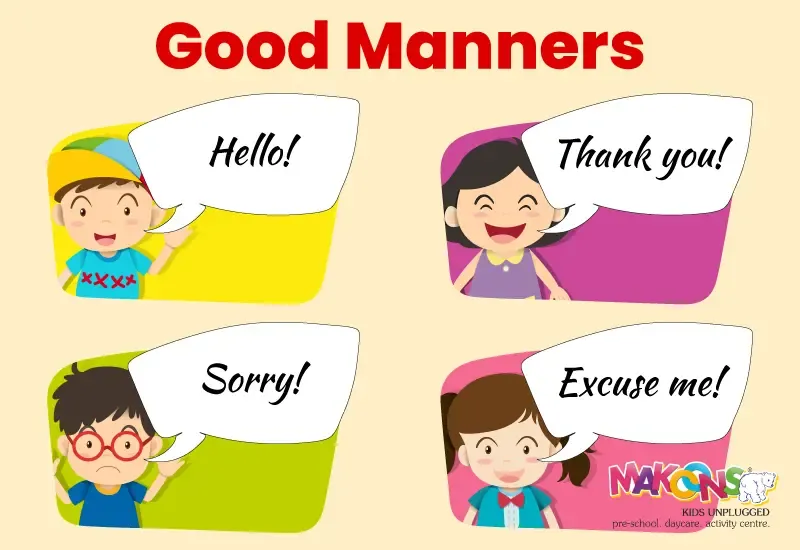 A family calendar used to track daily goals for teaching children good manners.