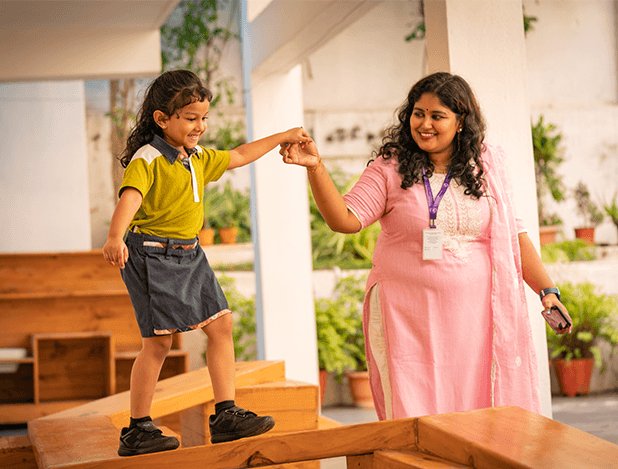 A toddler expressing independence and asserting boundaries in a bright home setting.